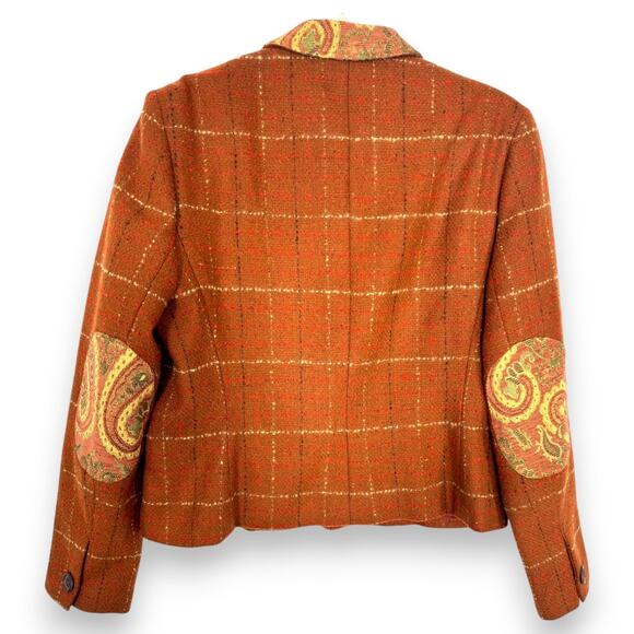 Vintage Harve Benard Wool Blazer Jacket 14P Plaid Elbow Patches Academia Prep - Picture 9 of 10